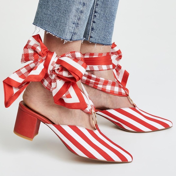 Mother of Pearl Shoes - NWOB Mother of Pearl Canvas Amber Mules in Red/White